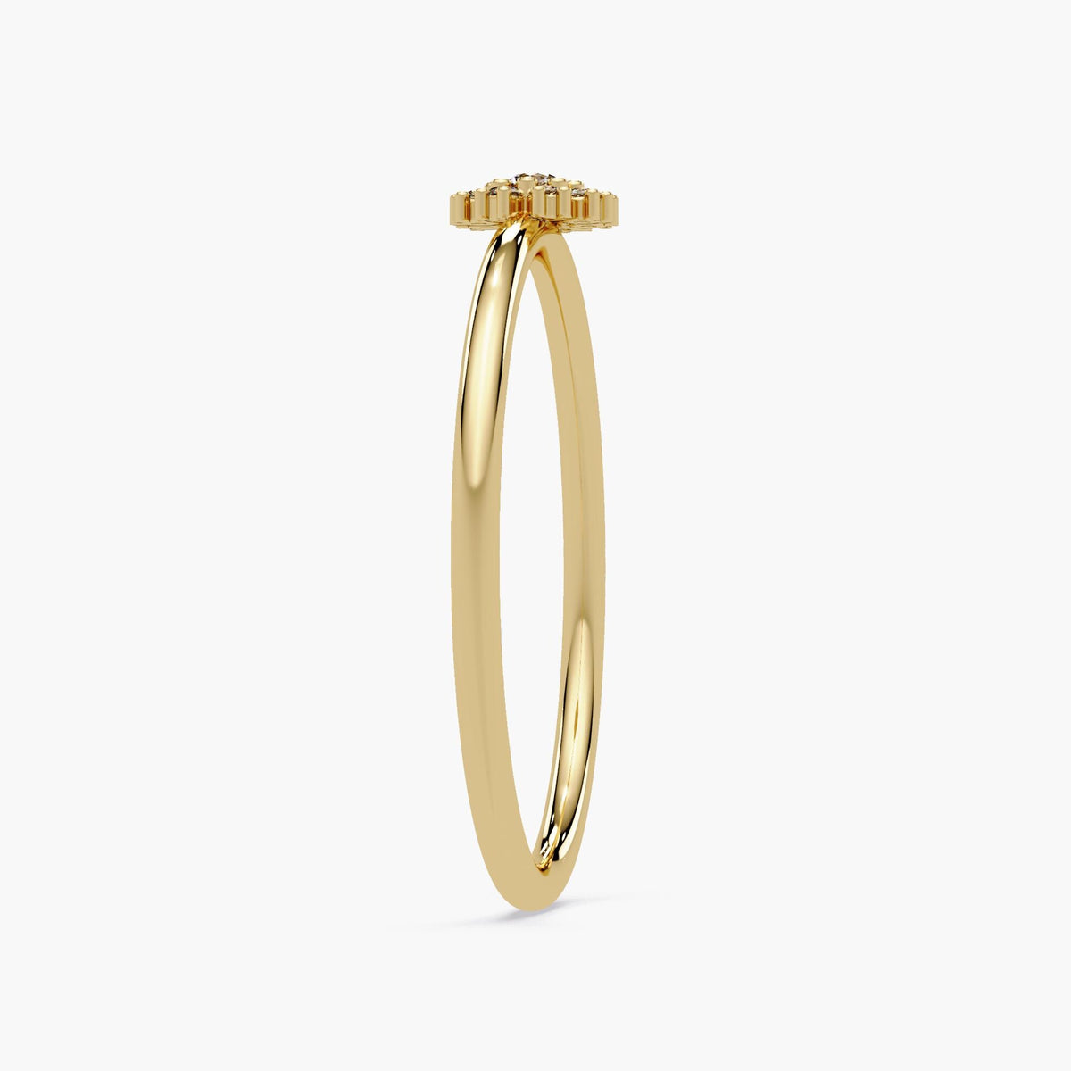 14k Gold Diamond Flower Ring: Dainty Cluster Band, Handmade Anniversary Gift
