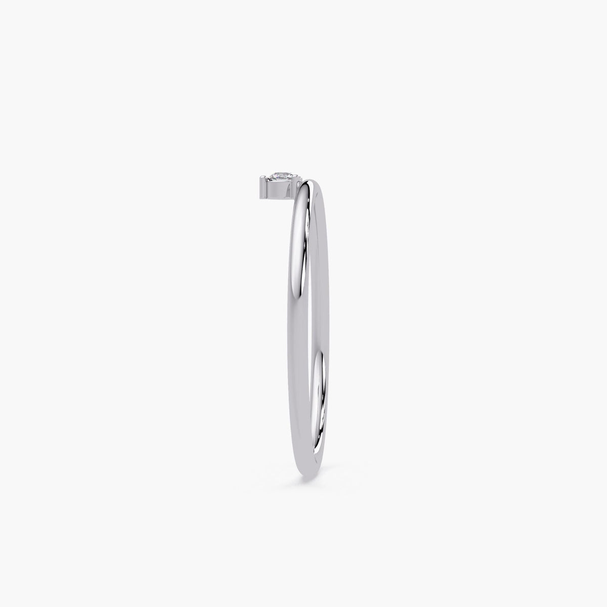 Elegant 14k white gold solitaire diamond ring, delicate stacking band gift for her