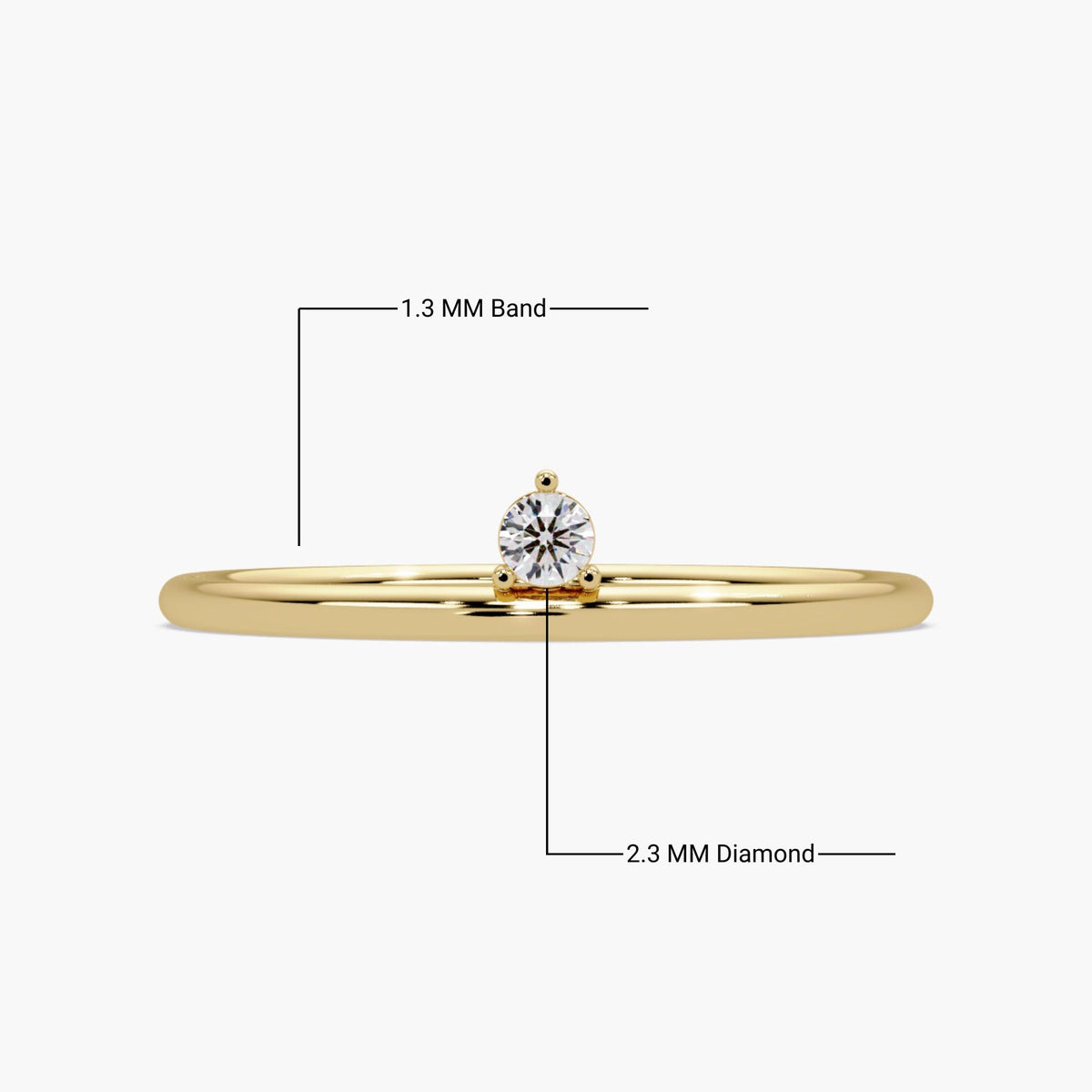 Minimalist everyday jewelry, single stone diamond ring in 14k yellow gold