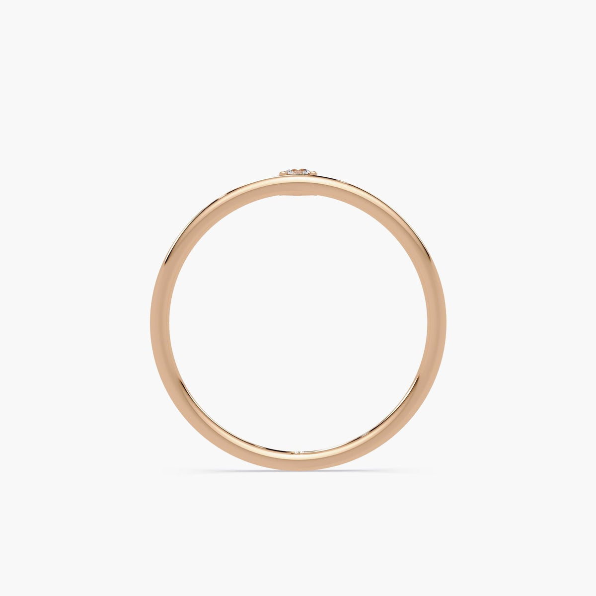 14k rose gold solitaire diamond ring with single 2.3mm natural diamond in prong setting