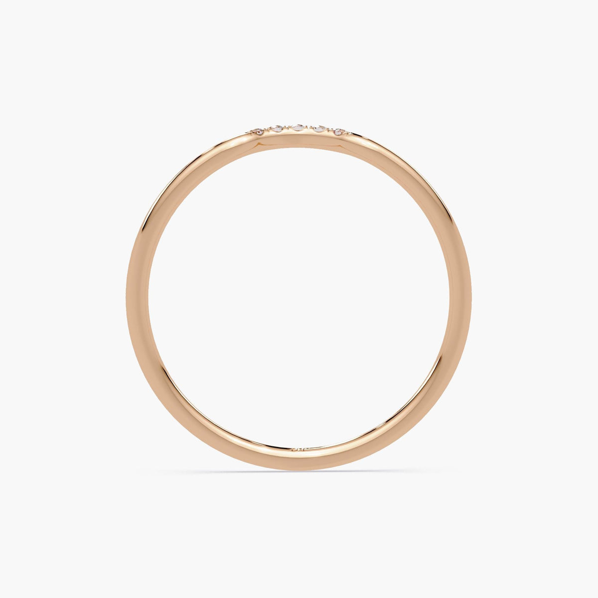 Thin rose gold wedding band with smooth polished finish.
