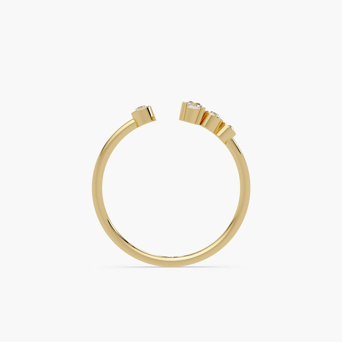 2.5mm gap ring. 14K yellow gold adjustable gold diamond cuff ring. A modern fine jewelry