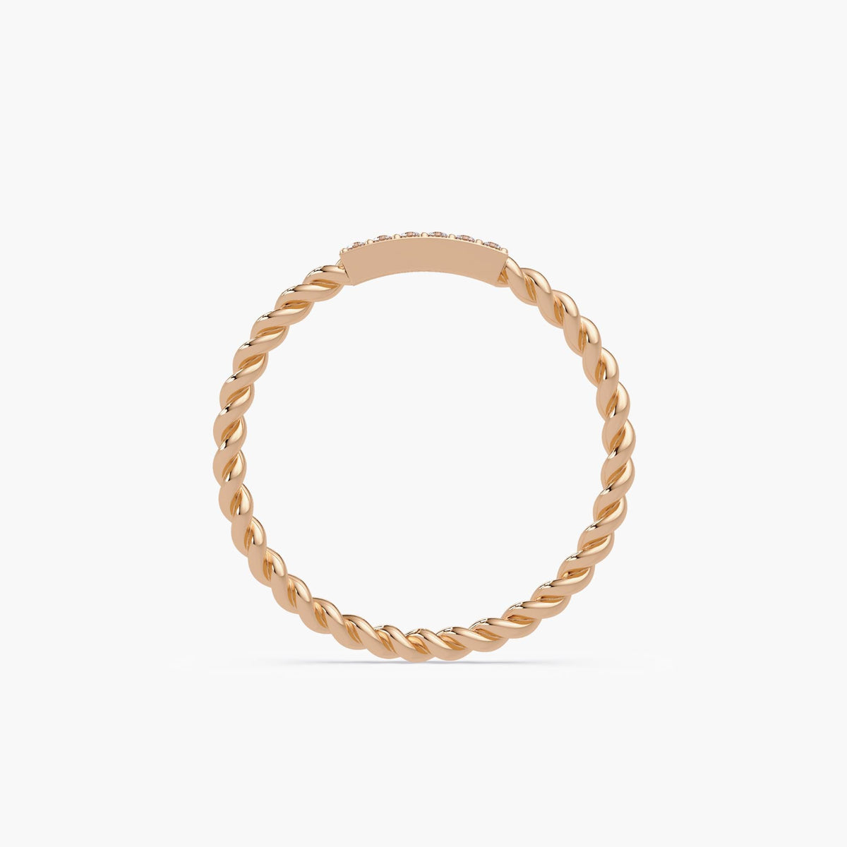 14k rose gold Minimalist rope-inspired diamond stacking ring for women