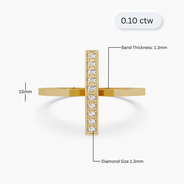Scale illustration of gold diamond ring.