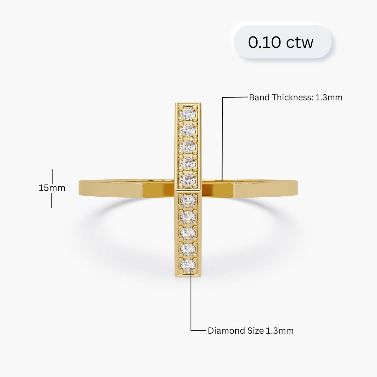 Scale illustration of gold diamond ring.