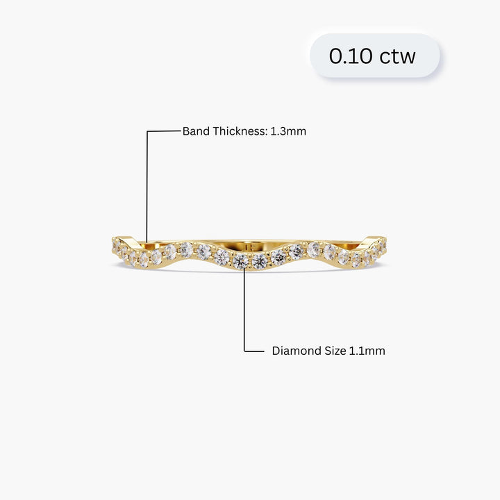 Scale illustration of gold diamond ring.