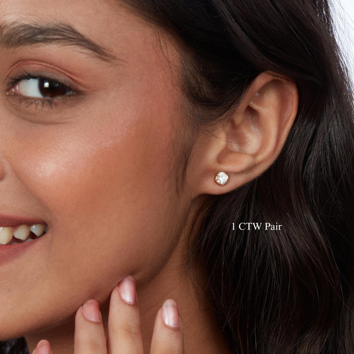 Cushion Square Lab Grown Diamond Stud Earring 14k Real Gold Cut Down Setting Dainty Elegant Earrings Minimalist Solitaire Studs