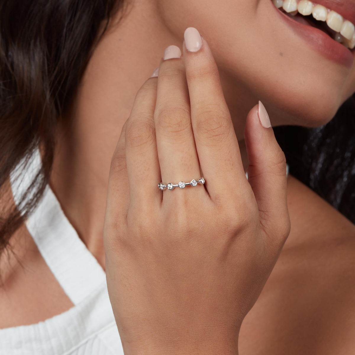 14k Gold Bezel Lab Diamond Ring: Modern Stacking Band, 0.28ctw