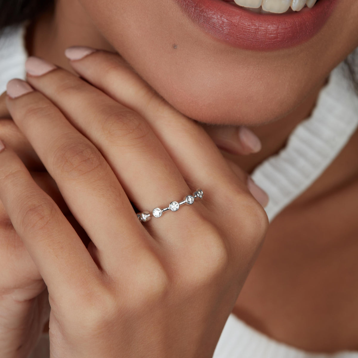 14k Gold Bezel Lab Diamond Ring: Modern Stacking Band, 0.28ctw