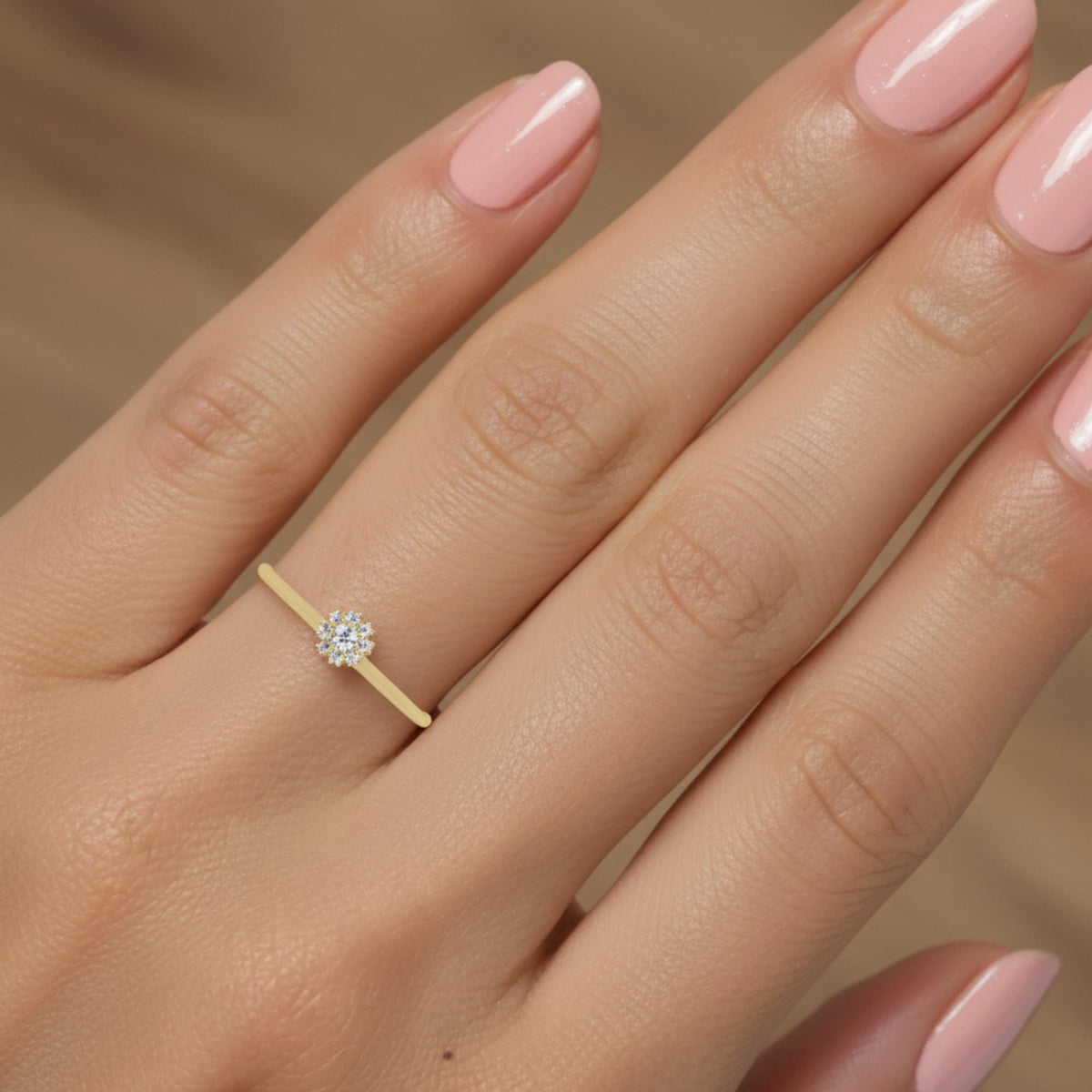 Dainty 14k gold diamond band ring, minimalist stacking wedding or anniversary ring for women.