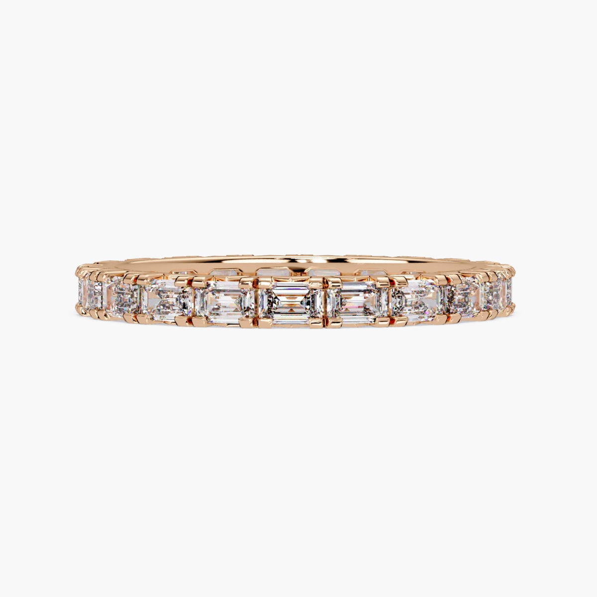 14K Gold Emerald Cut Lab Grown Diamond Eternity Ring, 1.50 Ct