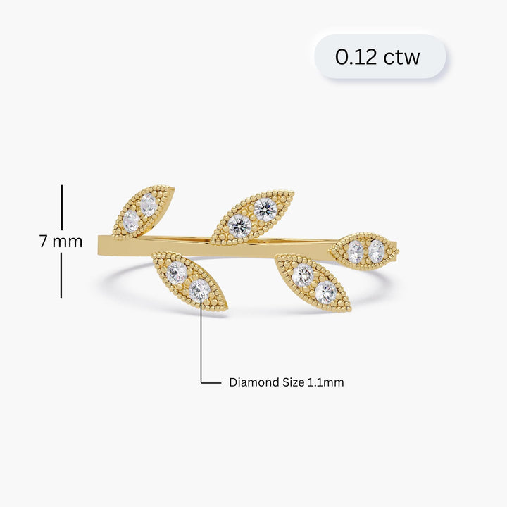 Scale illustration of gold diamond ring.