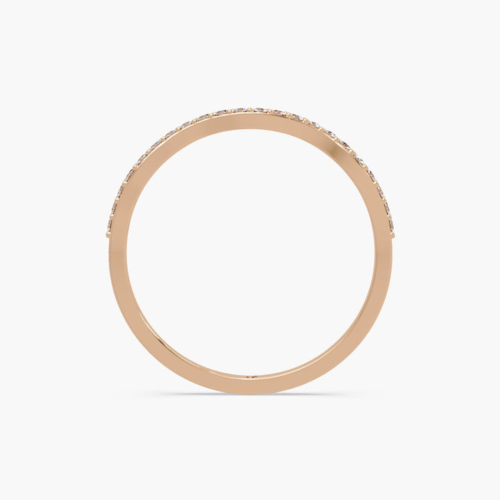 Elegant rose gold wavy diamond ring for women