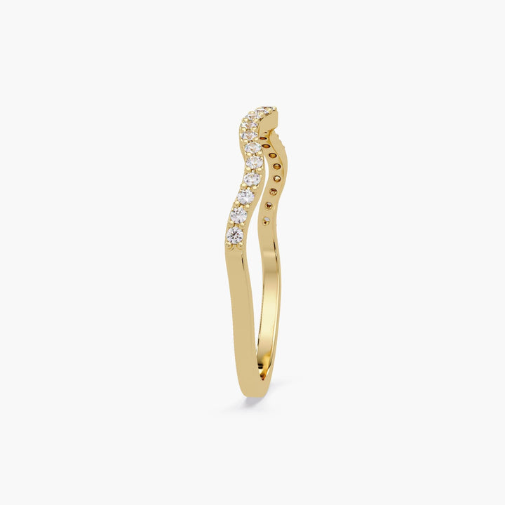 Stacking diamond curve band in 14k yellow gold