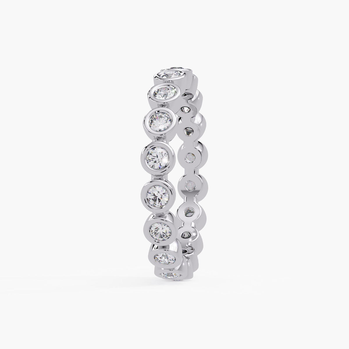 14K Gold Bezel Set Lab Diamond Eternity Band with Round Diamonds