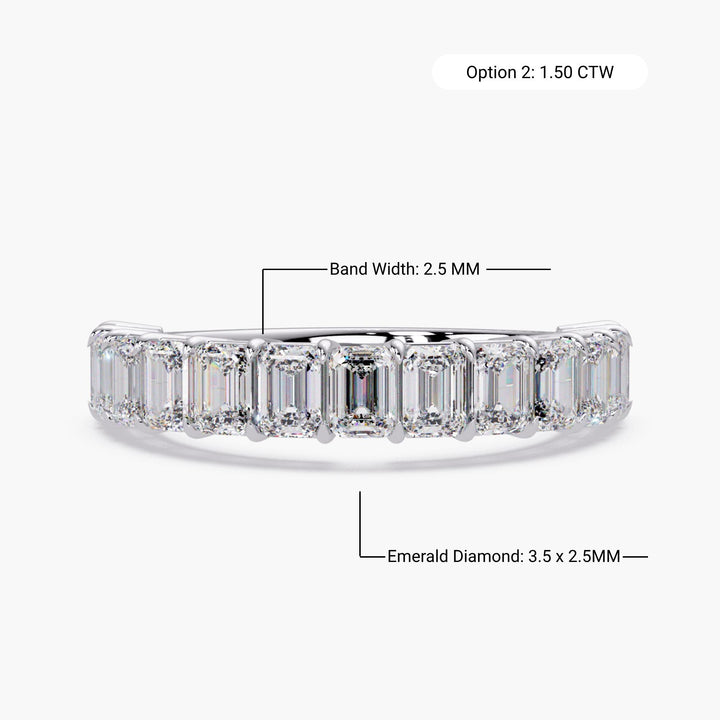 Emerald Cut Diamond Band Ring, 14K Gold Lab Grown Diamond Eternity Ring, Anniversary Wedding Band, Modern Stacking Ring