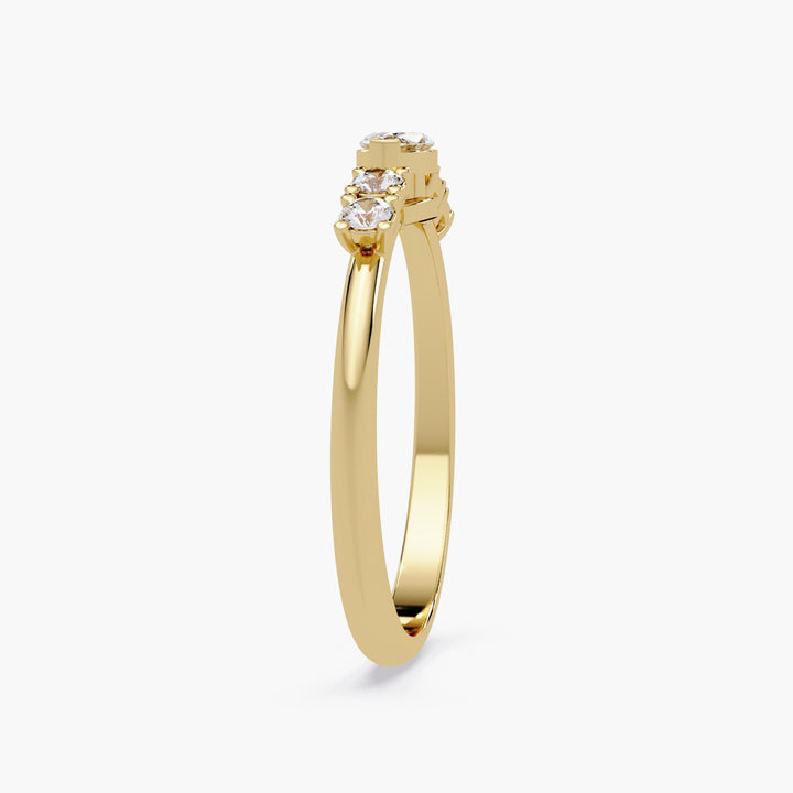14K yellow gold marquise diamond ring with round side stones, 0.25ct lab-grown stacking ring for everyday wear or promise gift.