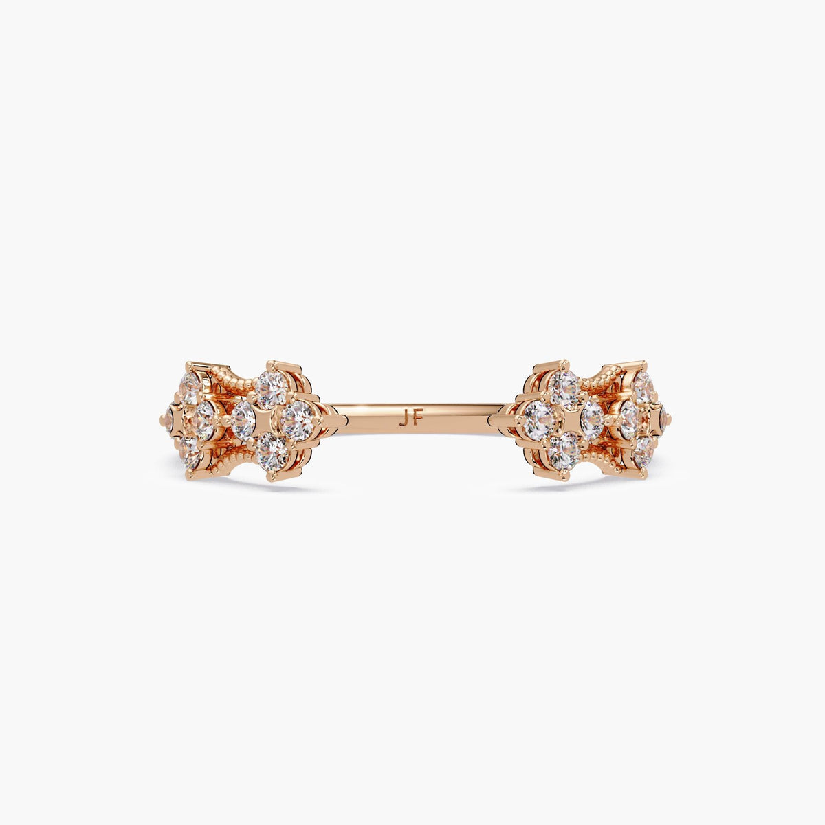 14k Gold Diamond Cuff Ring: 0.15 Ctw Dainty Open Stacking Band