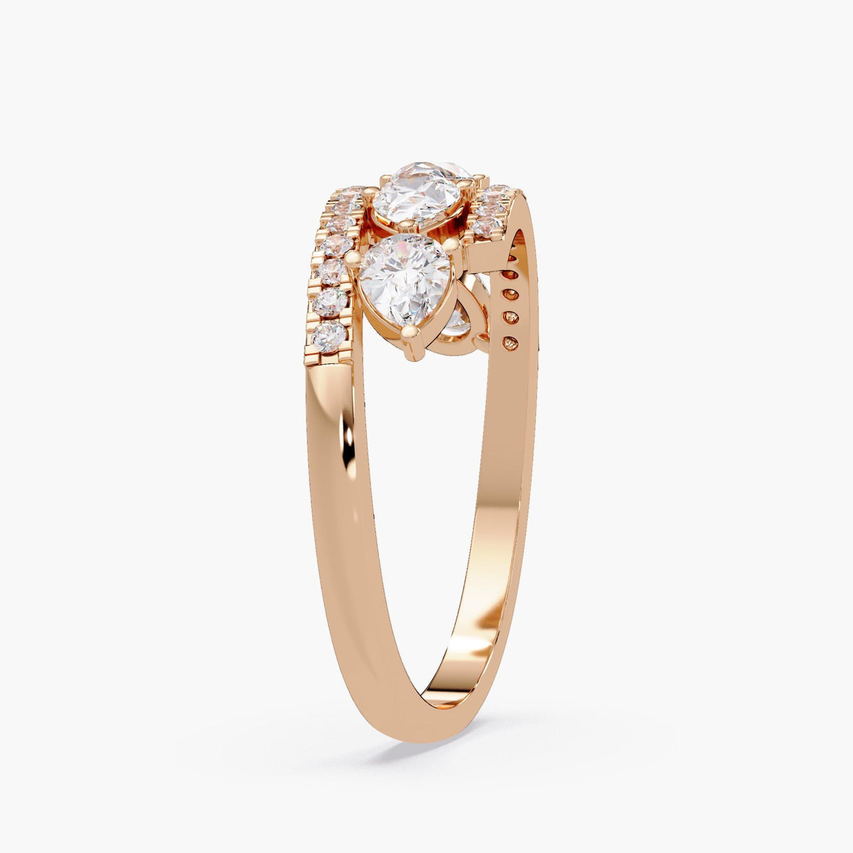 dainty 14k rose gold diamond eternity ring for women
