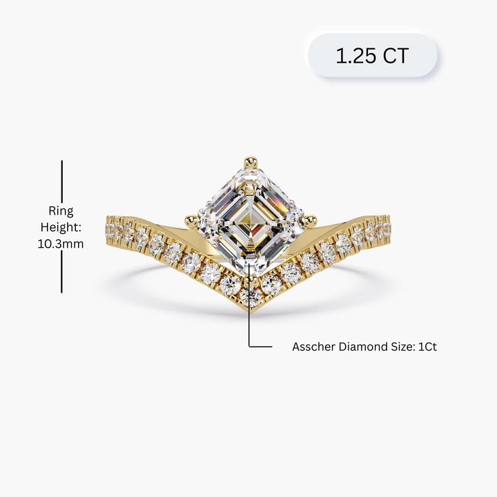 Life-size illustration of the Chevron Diamond Ring showing true proportions.