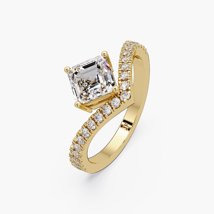 Macro photo of the diamond sparkle and clean band finish.