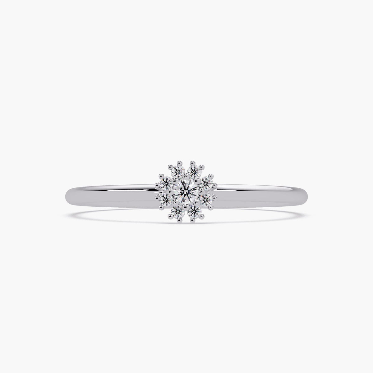 14k Gold Diamond Flower Ring: Dainty Cluster Band, Handmade Anniversary Gift