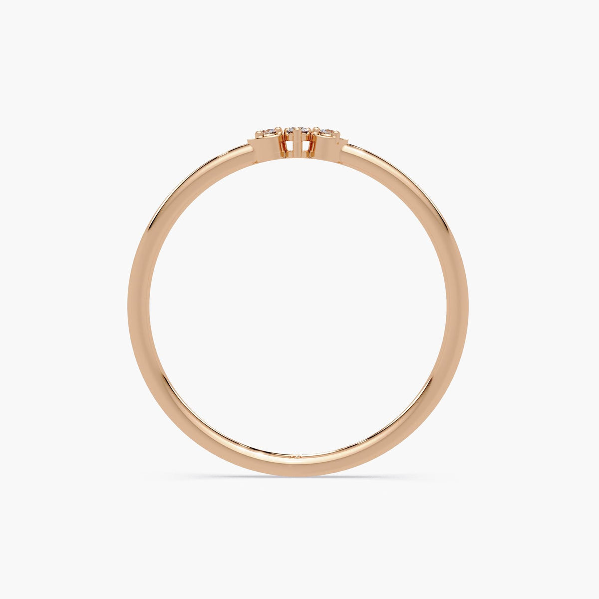 Dainty heart diamond ring with slim 1.3mm gold band.