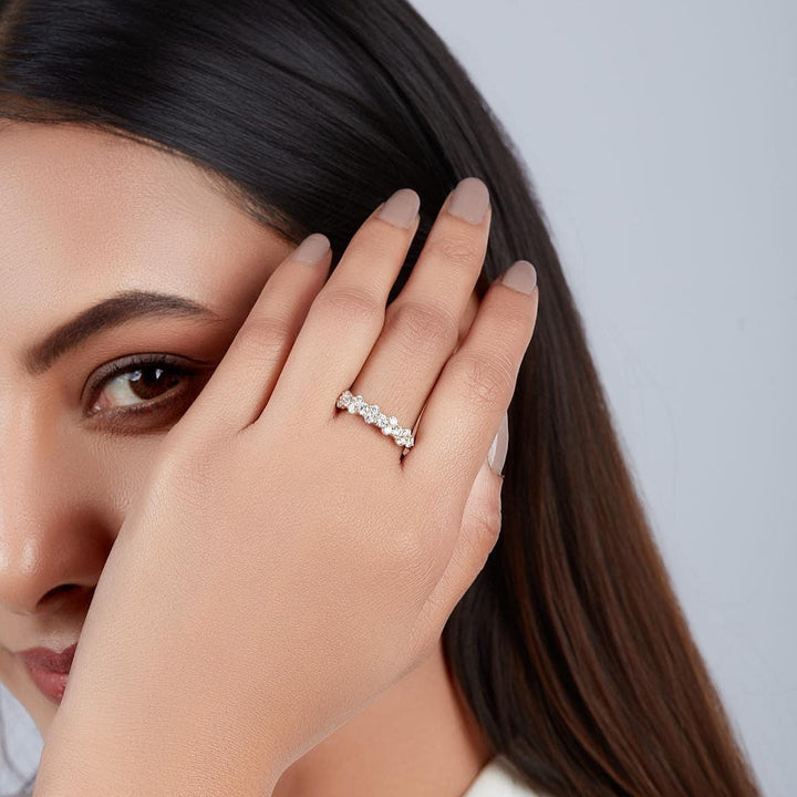 14K gold lab-grown diamond cluster ring, 0.90 CTW, shown as a stacking or right-hand ring with everyday