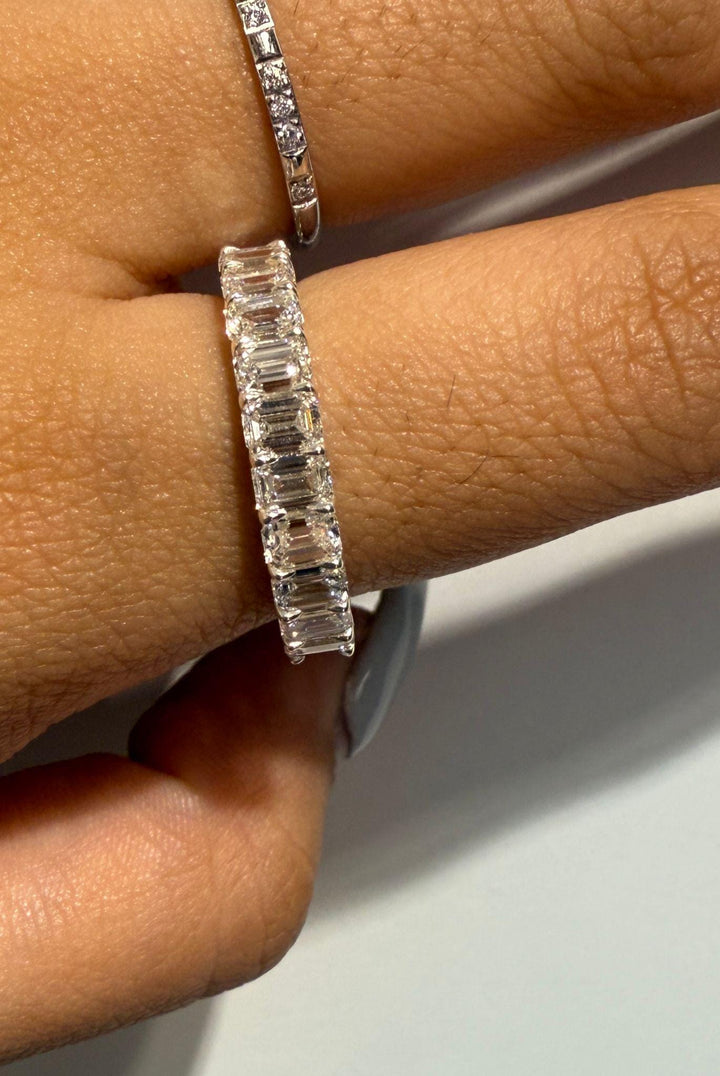 Emerald Cut Diamond Band Ring, 14K Gold Lab Grown Diamond Eternity Ring, Anniversary Wedding Band, Modern Stacking Ring