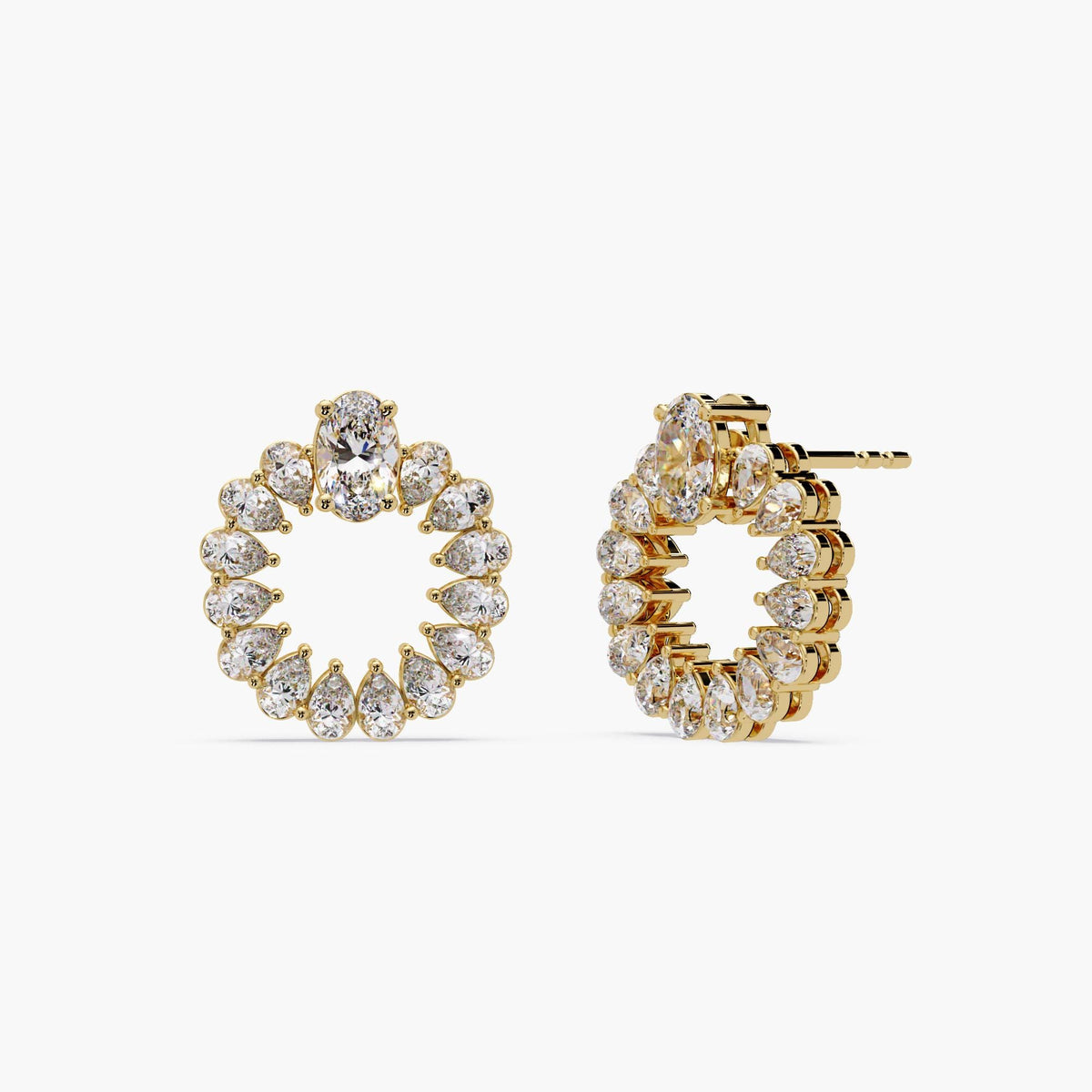 Lightweight diamond circle earrings displayed on a white background.