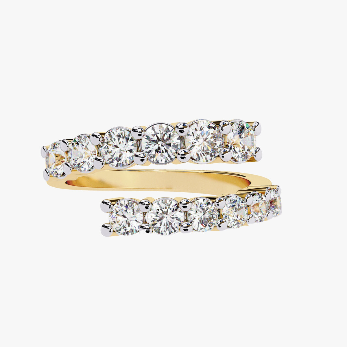 1.30 Ct Lab Grown Diamond Spiral Ring: 14K Gold Open Cuff