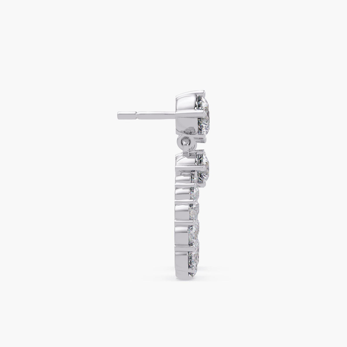 Elegant side view showing 14K white gold finish and sparkling lab-grown stones