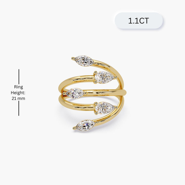 Scale illustration of gold diamond ring.