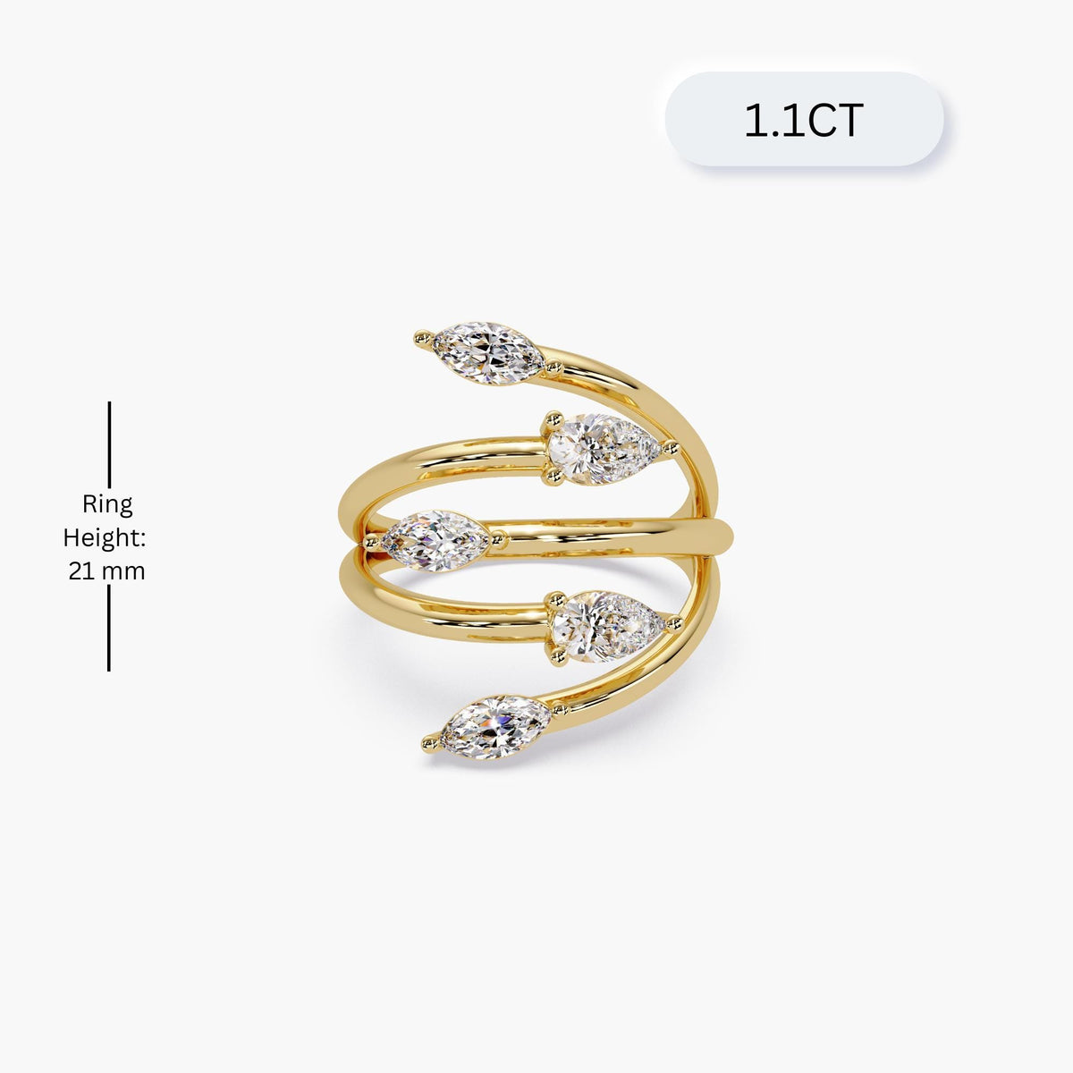 Scale illustration of gold diamond ring.