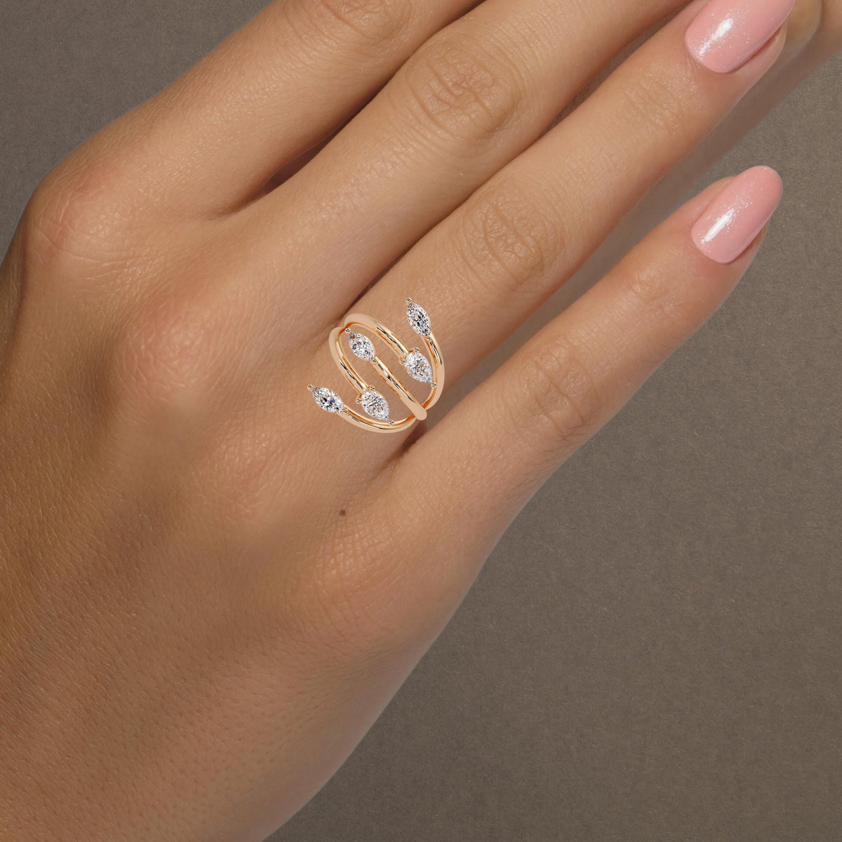 Modern stacking ring with diamonds in a slim gold band.