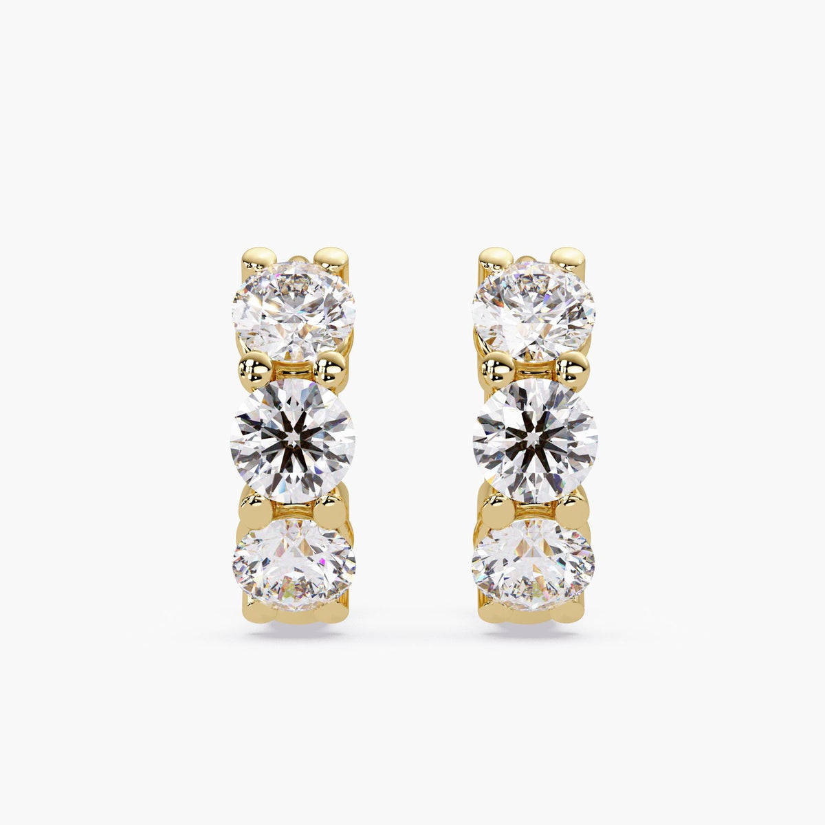 elegant gold hoops sparkling with round cut diamonds