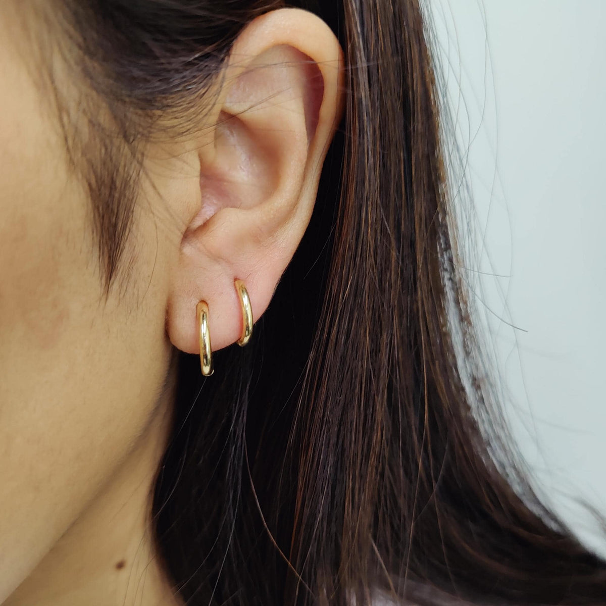 Gold Huggies / 14k Solid Gold Plain Huggies / Solid Gold Mini Hoops / Mini Gold Huggies / Tiny Gold Hoop Earrings / 11MM / 13MM and 15MM