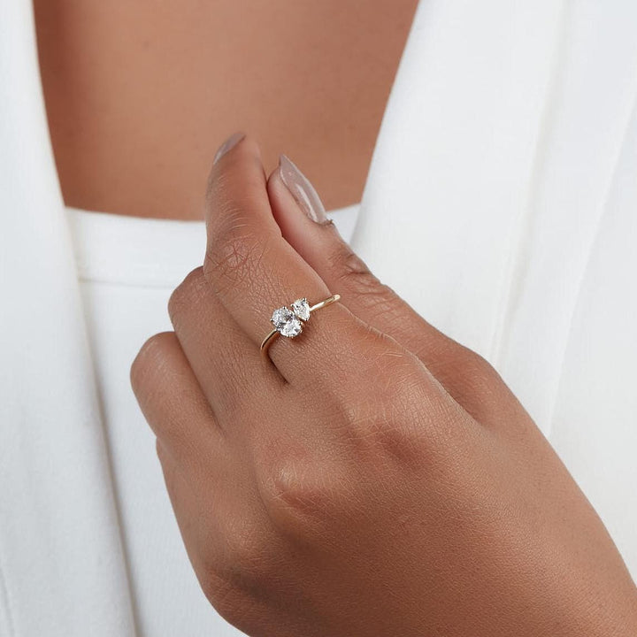 Toi et Moi Ring: 0.6 CTW Lab Diamond Two Stone 14K Gold Ring