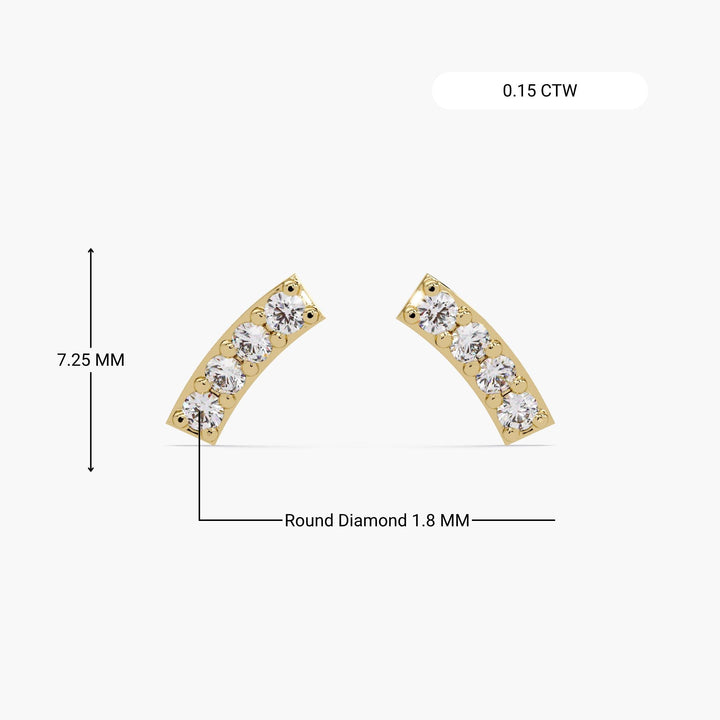 Natural Diamond Tiny Studs / Petite Diamond Earrings / Delicate Diamond Earrings / Mini Bar Studs 4 Diamond / 14K White Gold Bar / Solid Gold Earrings Simple / Gold Bar Diamond Earrings