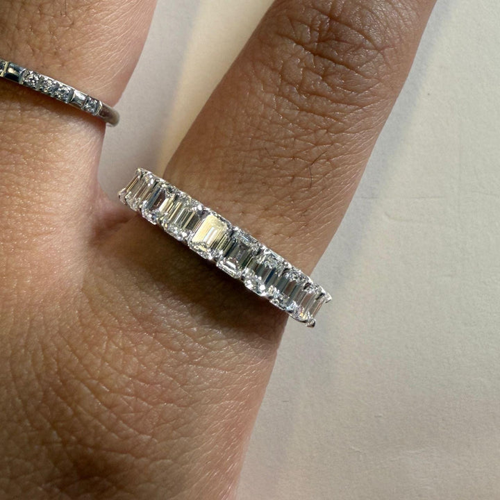 Emerald Cut Diamond Band Ring, 14K Gold Lab Grown Diamond Eternity Ring, Anniversary Wedding Band, Modern Stacking Ring