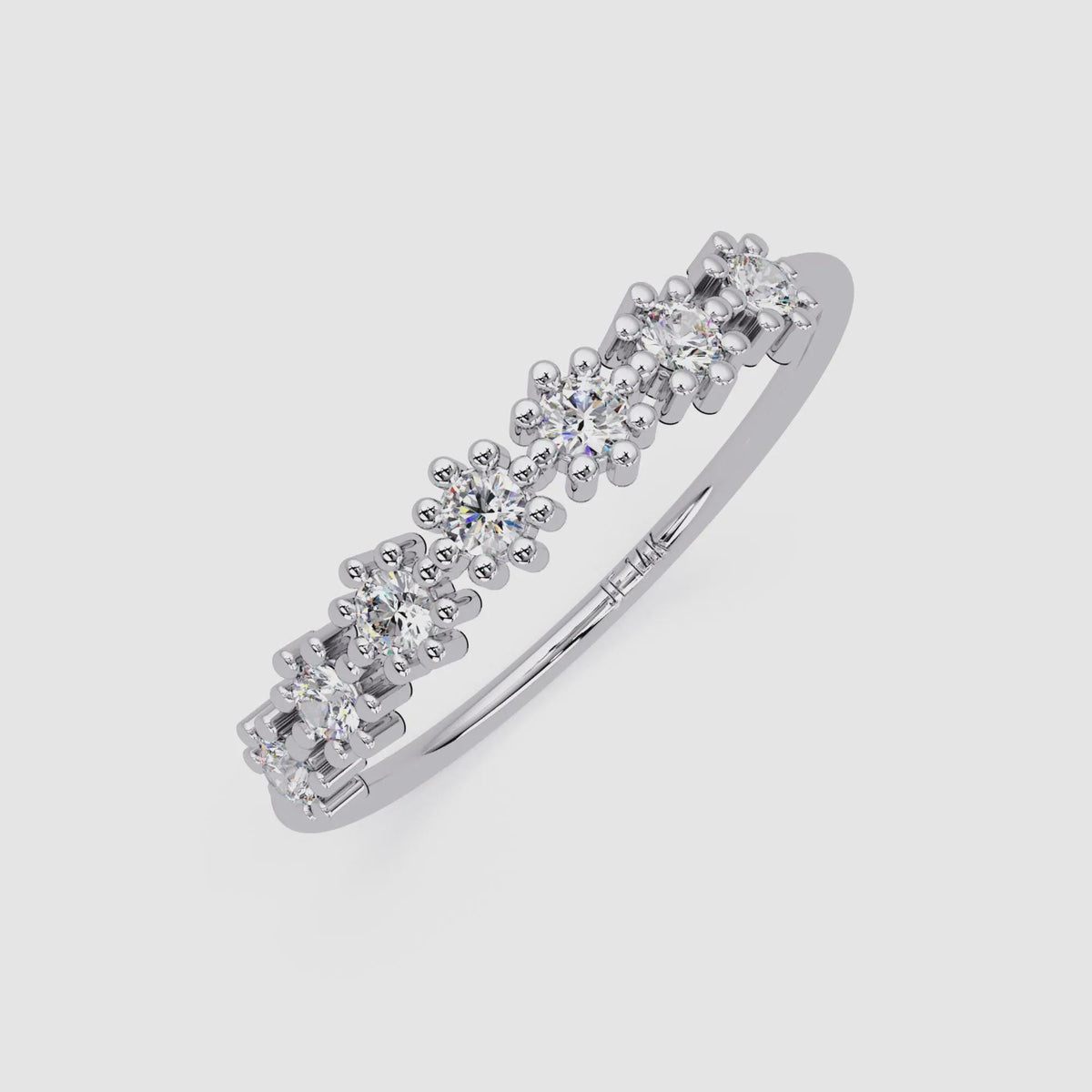 14k Gold Diamond Daisy Ring: Floral Stackable Ring