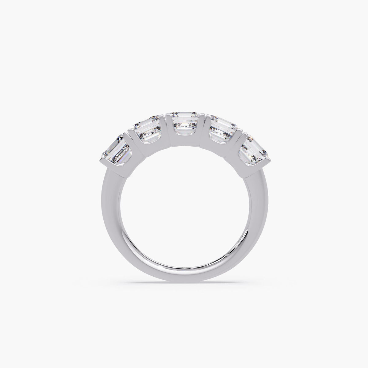 14K white gold five stone Asscher cut diamond band 3.5 CTW
