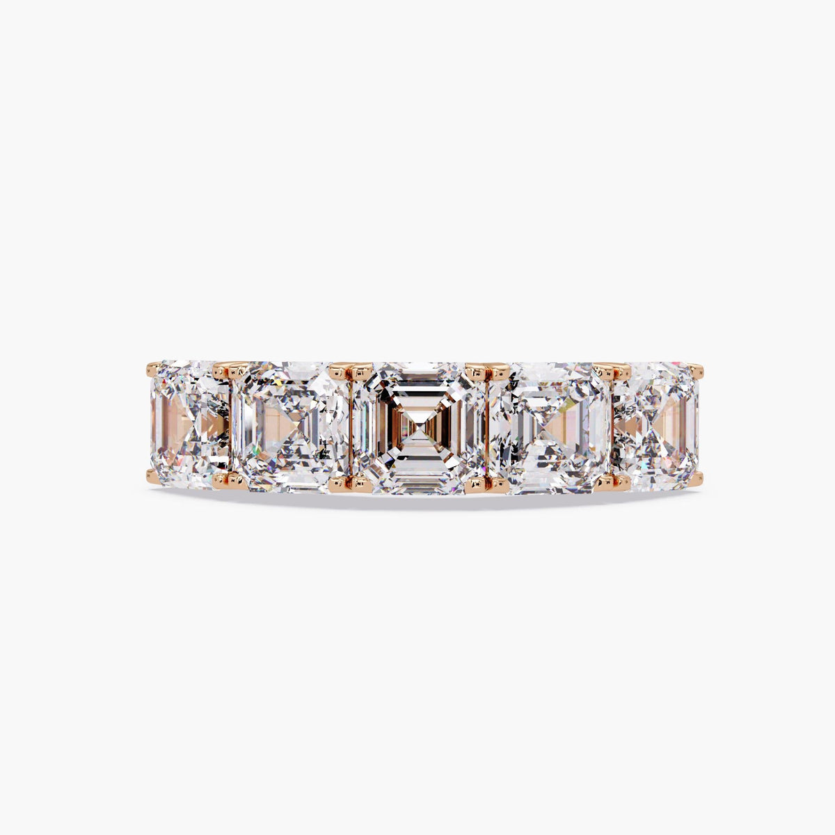 14K rose gold five stone Asscher cut diamond band 3.5 CTW