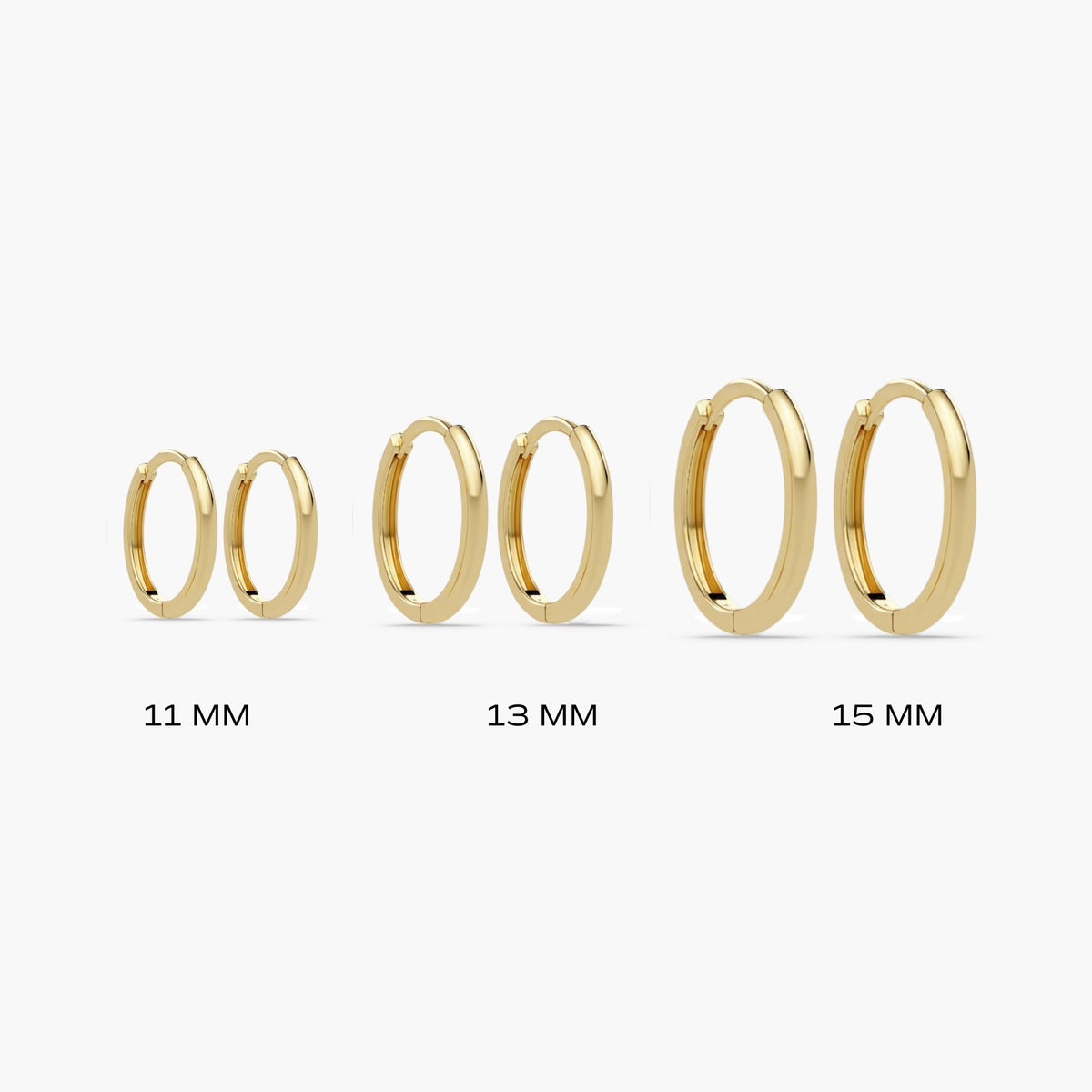 Gold Huggies / 14k Solid Gold Plain Huggies / Solid Gold Mini Hoops / Mini Gold Huggies / Tiny Gold Hoop Earrings / 11MM / 13MM and 15MM