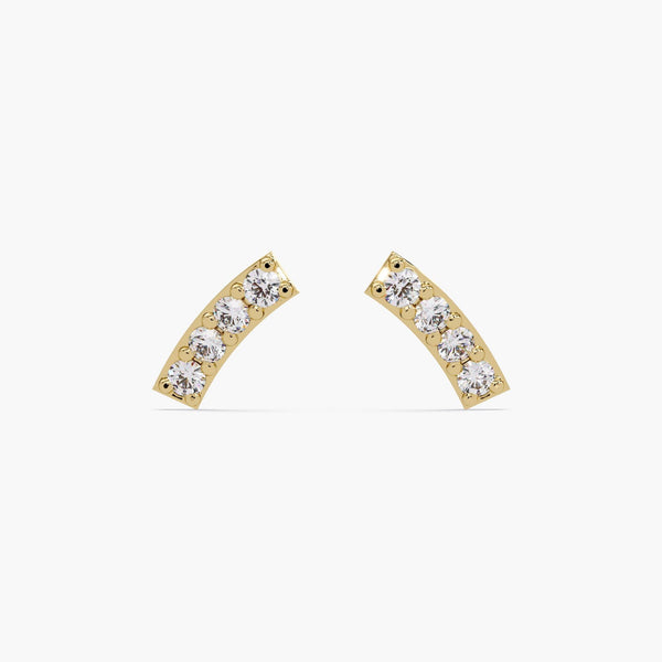 Natural Diamond Tiny Studs / Petite Diamond Earrings / Delicate Diamond Earrings / Mini Bar Studs 4 Diamond / 14K White Gold Bar / Solid Gold Earrings Simple / Gold Bar Diamond Earrings