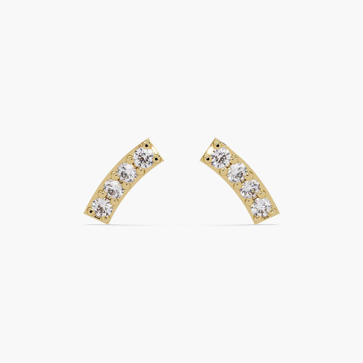 Natural Diamond Tiny Studs / Petite Diamond Earrings / Delicate Diamond Earrings / Mini Bar Studs 4 Diamond / 14K White Gold Bar / Solid Gold Earrings Simple / Gold Bar Diamond Earrings