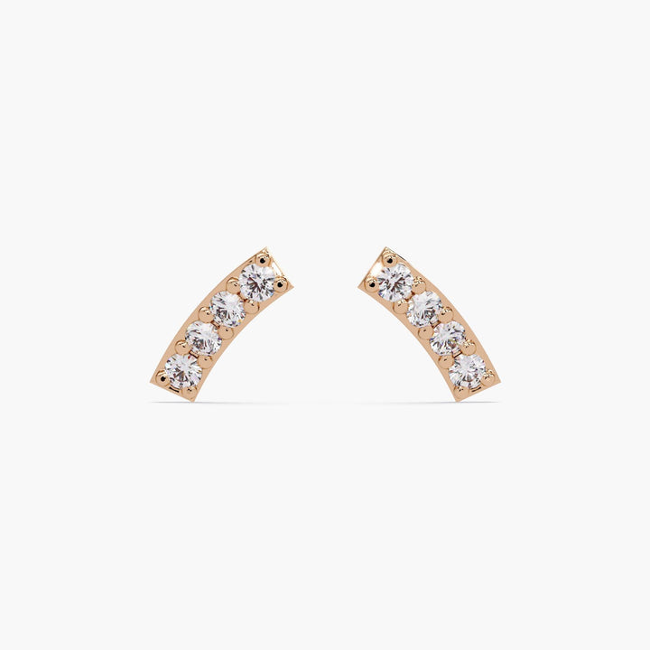 14K Rose Gold Natural Diamond Tiny Studs / Petite Diamond Earrings / Delicate Diamond Earrings / Mini Bar Studs 4 Diamond / 14K White Gold Bar / Solid Gold Earrings Simple / Gold Bar Diamond Earrings