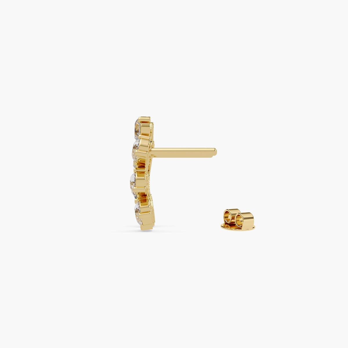 Petite vine diamond earrings in 14K gold featuring pear and round-cut lab diamonds