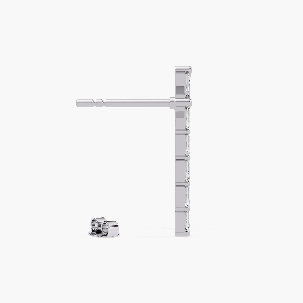 14K white gold baguette diamond cross stud earrings, lab grown diamonds, perfect Christmas gift for daughter