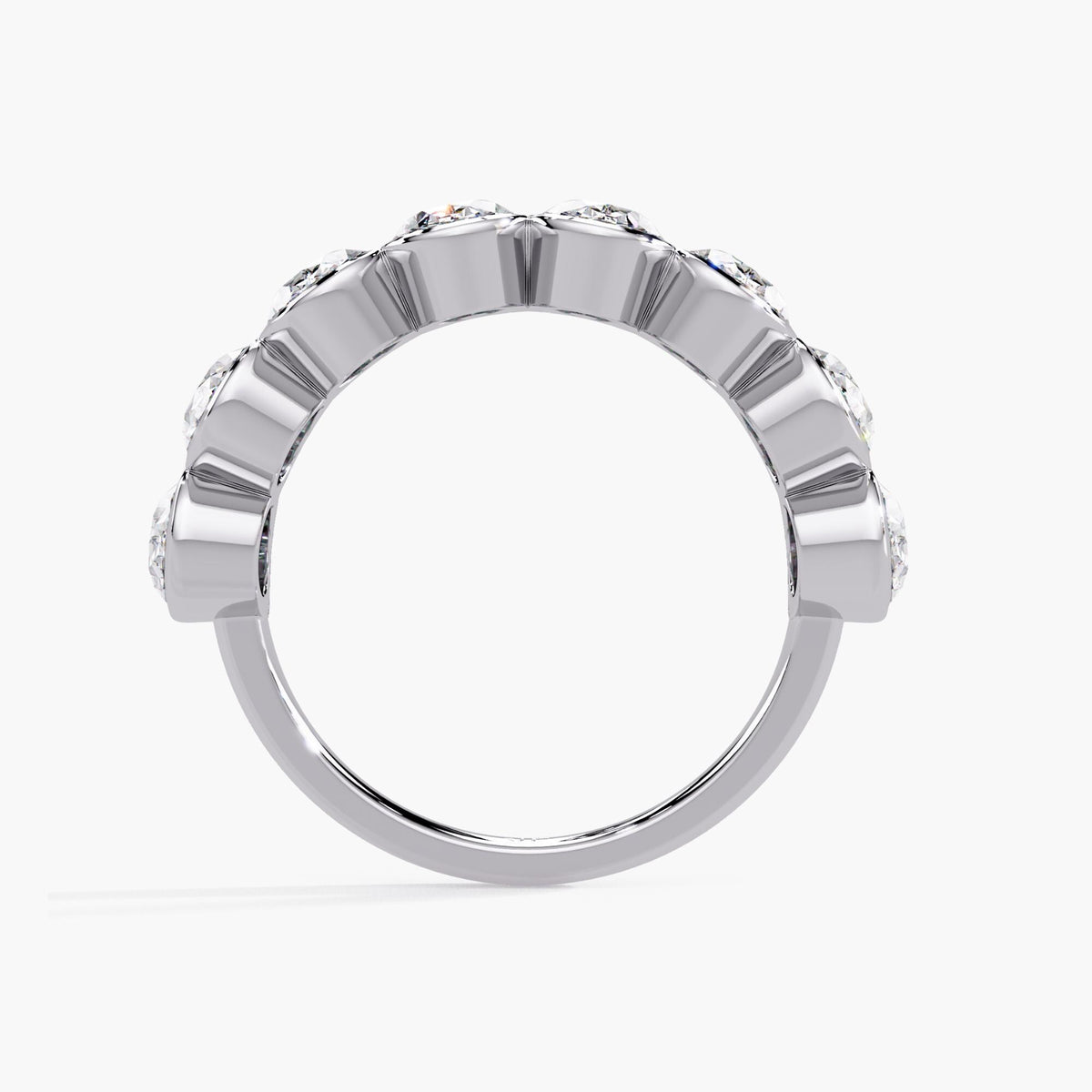 2.40 CTW oval lab-grown diamond bezel band in 14K white gold